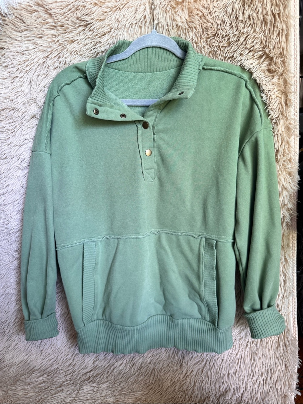 Women's Sage Snap-Front Cowl Pullover Sweater
